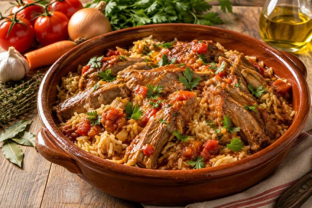 Riz à la sauce tomate et tendrons de veau : une recette fondante et savoureuse