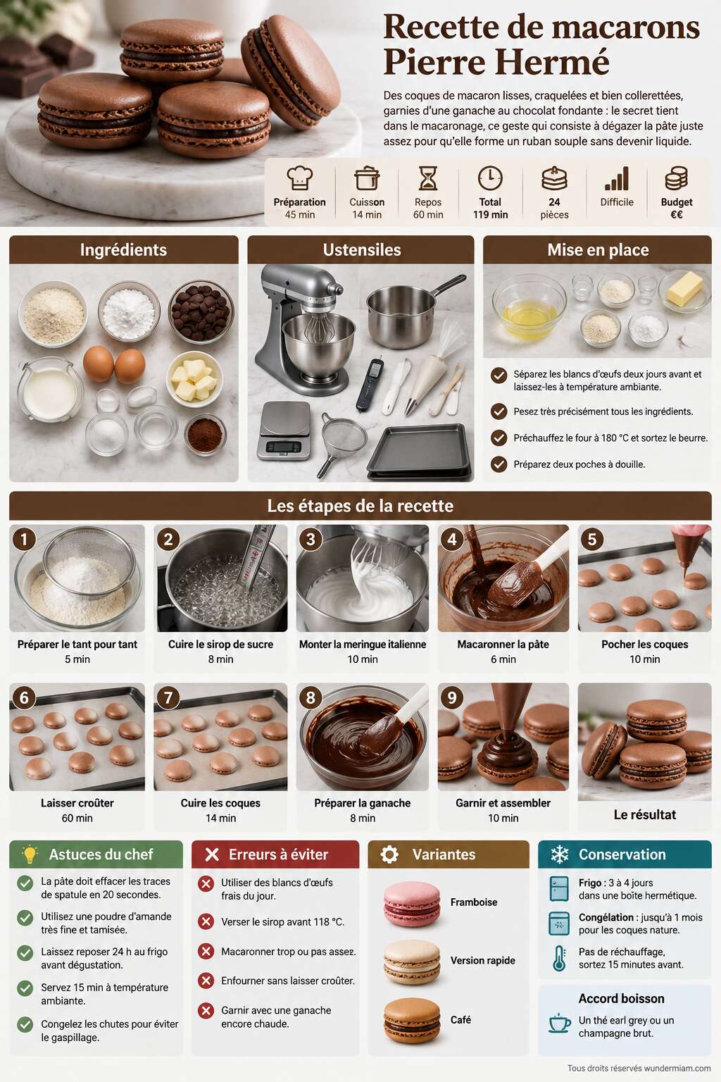 Fiche recette Recette de macarons Pierre Herm&eacute;