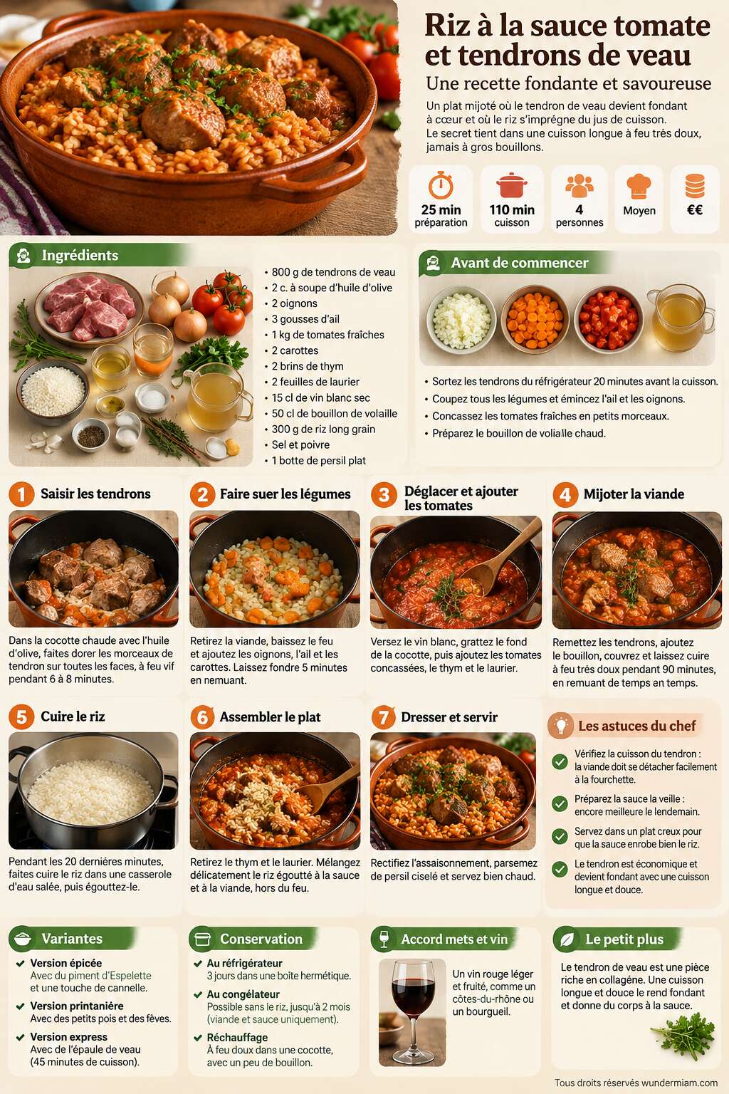 Fiche recette Riz à la sauce tomate et tendrons de veau : une recette fondante et savoureuse Fiche recette Riz à la sauce tomate et tendrons de veau : une recette fondante et savoureuse