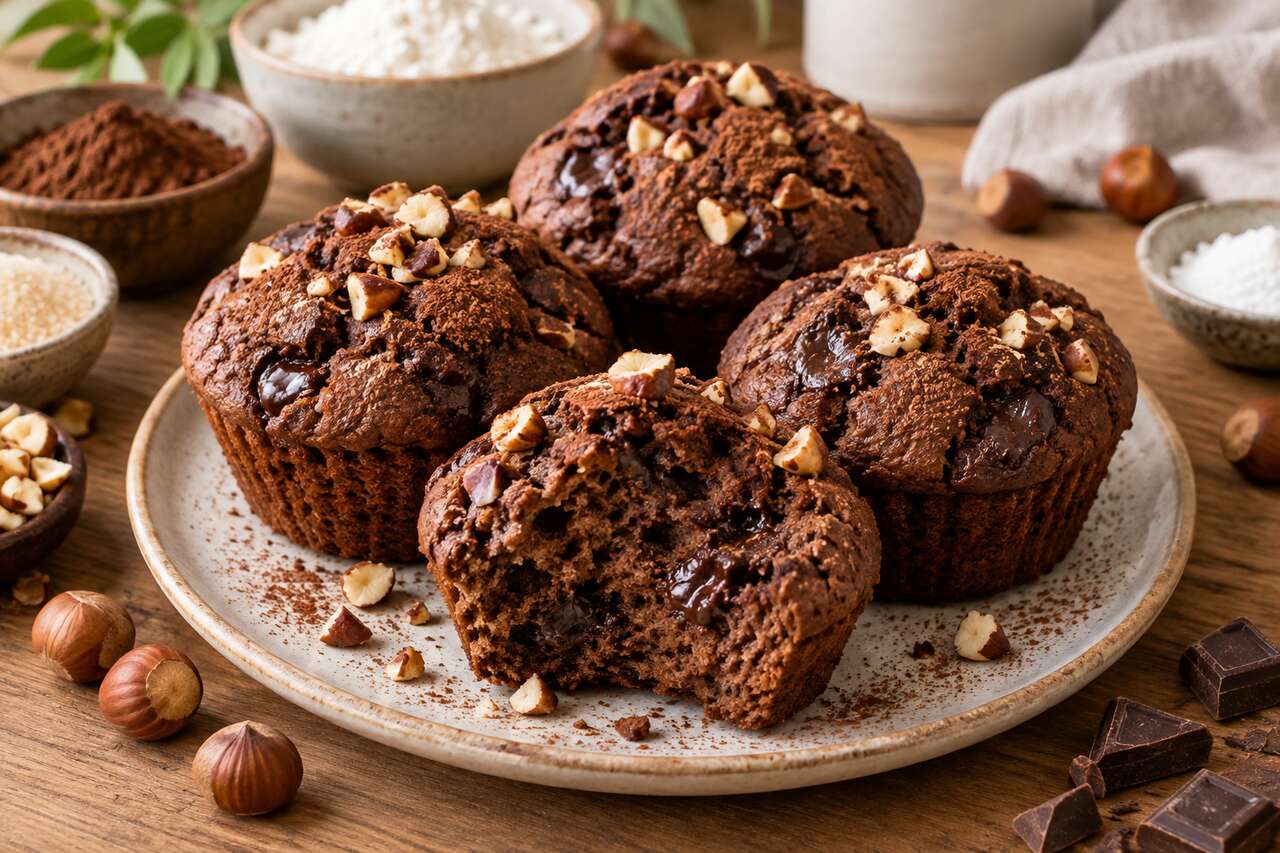 Recette de muffins au chocolat et noisettes