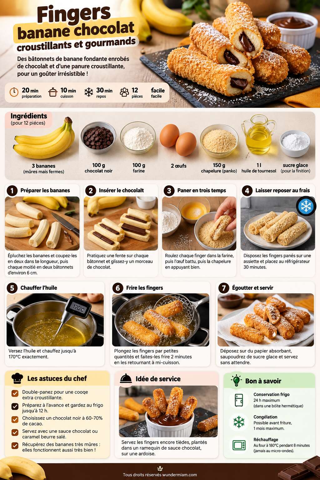 Fiche recette Recette de fingers banane chocolat croustillants et gourmands Fiche recette Recette de fingers banane chocolat croustillants et gourmands