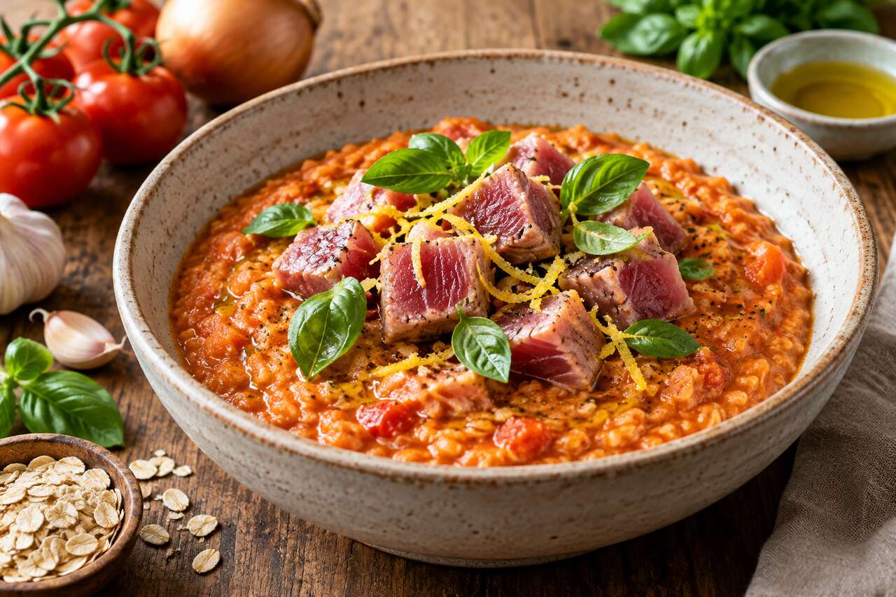 Recette de porridge d'avoine au thon et Ă la tomate