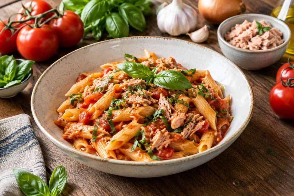 Recette facile de pâtes au thon et à la tomate