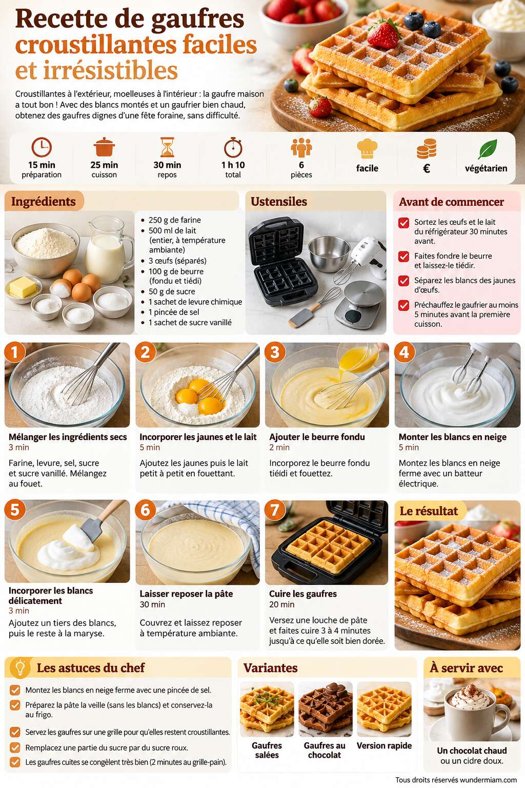 Fiche recette Recette de gaufres croustillantes faciles et irrésistibles Fiche recette Recette de gaufres croustillantes faciles et irrésistibles